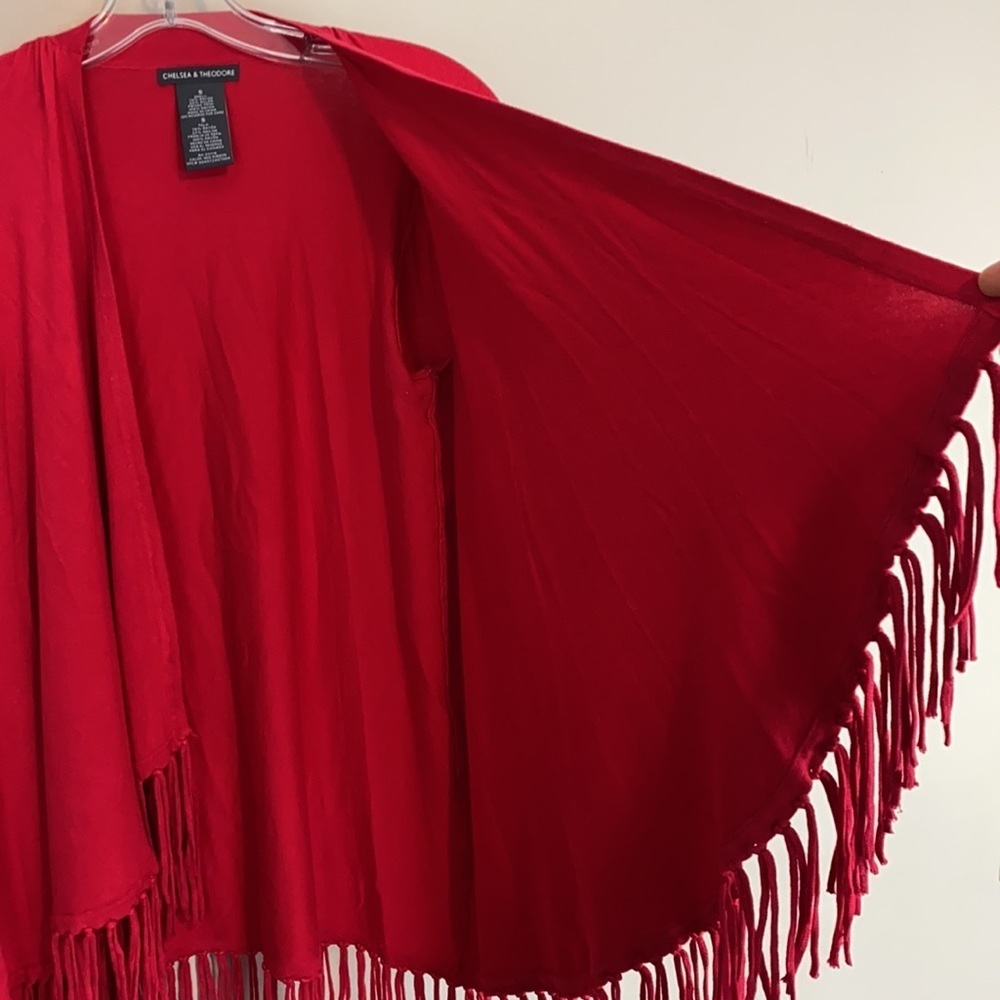 Chelsea & Theodore Red Open Front Cardigan Size Small - Picture 12 of 12
